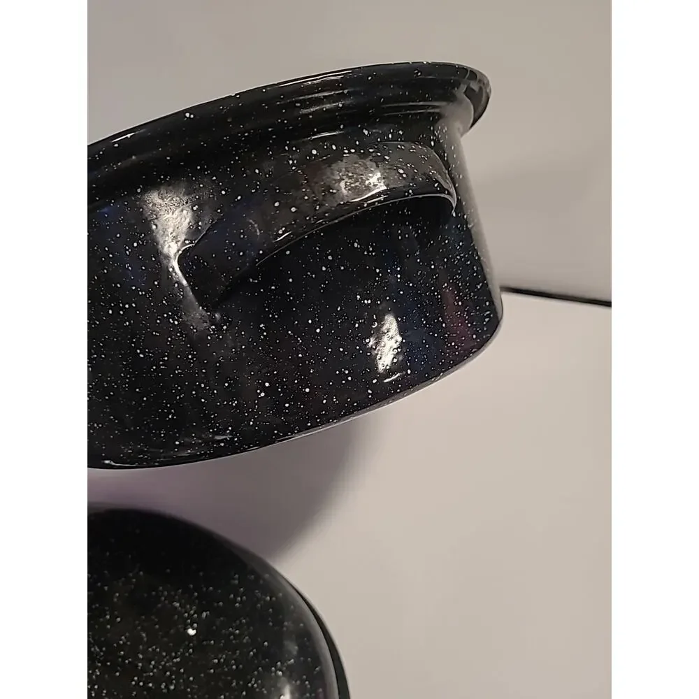 Oval Roaster Pan Extra Large w/ Lid Black Speckled Enamel 15